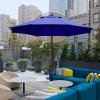 imageSunnyglade 9 Patio Umbrella Outdoor Table Umbrella with 8 Sturdy Ribs TanNavy Blue