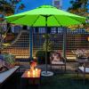 imageSunnyglade 9 Solar LED Lighted Patio Umbrella with 8 RibsTilt Adjustment and Crank Lift System Light TanGrass Green