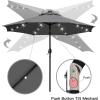 imageSunnyglade 9 Solar LED Lighted Patio Umbrella with 8 RibsTilt Adjustment and Crank Lift System Light TanGrey