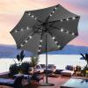imageSunnyglade 9 Solar LED Lighted Patio Umbrella with 8 RibsTilt Adjustment and Crank Lift System Light TanGrey