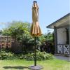 imageSunnyglade 9 Solar LED Lighted Patio Umbrella with 8 RibsTilt Adjustment and Crank Lift System Light TanLight Tan