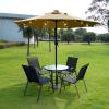 imageSunnyglade 9 Solar LED Lighted Patio Umbrella with 8 RibsTilt Adjustment and Crank Lift System Light TanLight Tan