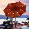 imageSunnyglade 9 Solar LED Lighted Patio Umbrella with 8 RibsTilt Adjustment and Crank Lift System Light TanOrange