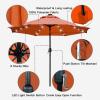 imageSunnyglade 9 Solar LED Lighted Patio Umbrella with 8 RibsTilt Adjustment and Crank Lift System Light TanOrange