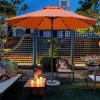imageSunnyglade 9 Solar LED Lighted Patio Umbrella with 8 RibsTilt Adjustment and Crank Lift System Light TanOrange