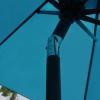 imageSunnyglade 9 Solar LED Lighted Patio Umbrella with 8 RibsTilt Adjustment and Crank Lift System Light TanTeal Blue