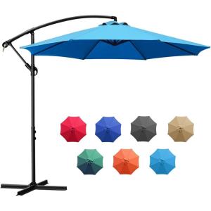 imageSunnyglade 10Ft Outdoor Adjustable Offset Cantilever Hanging Patio Umbrella TanBlue