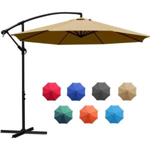 imageSunnyglade 10Ft Outdoor Adjustable Offset Cantilever Hanging Patio Umbrella TanTan