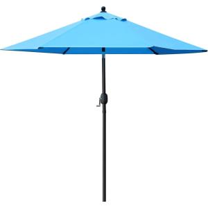 imageSunnyglade 75 Patio Umbrella Outdoor Table Market Umbrella with Push Button TiltCrank 6 Ribs TanBlue