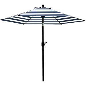 imageSunnyglade 75 Patio Umbrella Outdoor Table Market Umbrella with Push Button TiltCrank 6 Ribs TanBlue and White