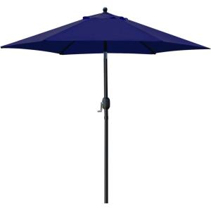 imageSunnyglade 75 Patio Umbrella Outdoor Table Market Umbrella with Push Button TiltCrank 6 Ribs TanNavy Blue