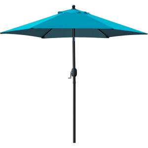 imageSunnyglade 75 Patio Umbrella Outdoor Table Market Umbrella with Push Button TiltCrank 6 Ribs TanTeal Blue