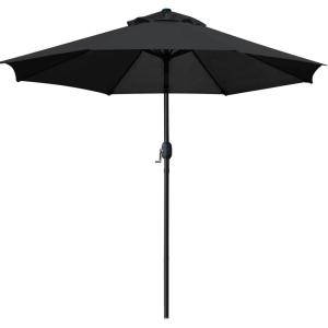 imageSunnyglade 9 Patio Umbrella Outdoor Table Umbrella with 8 Sturdy Ribs TanBlack