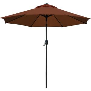 imageSunnyglade 9 Patio Umbrella Outdoor Table Umbrella with 8 Sturdy Ribs TanBrown