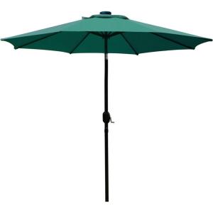 imageSunnyglade 9 Patio Umbrella Outdoor Table Umbrella with 8 Sturdy Ribs TanDark Green
