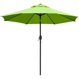 imageSunnyglade 9 Patio Umbrella Outdoor Table Umbrella with 8 Sturdy Ribs TanGrass Green
