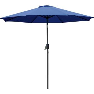imageSunnyglade 9 Patio Umbrella Outdoor Table Umbrella with 8 Sturdy Ribs TanNavy Blue