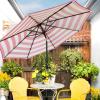 imageSunnyglade 9 Patio Umbrella Outdoor Table Umbrella with 8 Sturdy Ribs Blue and WhiteRed and White