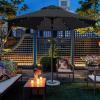 imageSunnyglade 9 Solar LED Lighted Patio Umbrella with 8 RibsTilt Adjustment and Crank Lift System BlackBlack