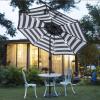 imageSunnyglade 9 Solar LED Lighted Patio Umbrella with 8 RibsTilt Adjustment and Crank Lift System BlackBlack and White