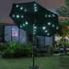 imageSunnyglade 9 Solar LED Lighted Patio Umbrella with 8 RibsTilt Adjustment and Crank Lift System BlackDark Green