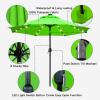 imageSunnyglade 9 Solar LED Lighted Patio Umbrella with 8 RibsTilt Adjustment and Crank Lift System BlackGrass Green