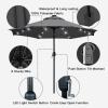 imageSunnyglade 9 Solar LED Lighted Patio Umbrella with 8 RibsTilt Adjustment and Crank Lift System BlackGrey