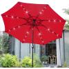 imageSunnyglade 9 Solar LED Lighted Patio Umbrella with 8 RibsTilt Adjustment and Crank Lift System BlackRed