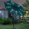 imageSunnyglade 9 Solar LED Lighted Patio Umbrella with 8 RibsTilt Adjustment and Crank Lift System BlackTeal Blue
