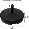 imageSunnyglade Heavy Duty 23L Round 20quot Water Filled Patio Outdoor Umbrella Base Stand Weight with Steel Umbrella Holder Suit for Dia 38mm or 48mm Pole BlackBlack