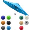 imageSunnyglade 9 Solar LED Lighted Patio Umbrella with 8 RibsTilt Adjustment and Crank Lift System BlackBlue