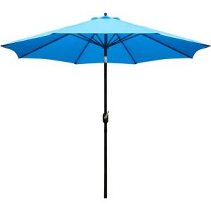 imageSunnyglade 11Ft Patio Umbrella Garden Canopy Outdoor Table Market Umbrella with Push Button TiltCrank 8 Ribs Blue