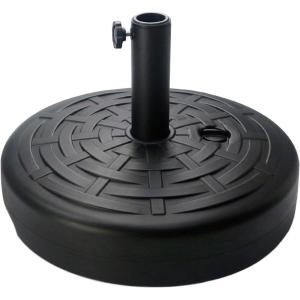 imageSunnyglade 30LB Central Pole Umbrella Base with Wide Rattan Design with Steel Umbrella Holder Water Filled Umbrella Base StandBlack
