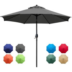 imageSunnyglade 9Ft Patio Umbrella Outdoor Table Umbrella with 8 Sturdy Ribs Grass GreenDark Gray