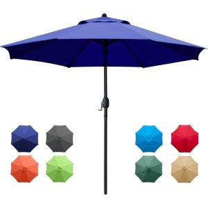 imageSunnyglade 9Ft Patio Umbrella Outdoor Table Umbrella with 8 Sturdy Ribs Grass GreenNavy Blue