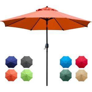 imageSunnyglade 9Ft Patio Umbrella Outdoor Table Umbrella with 8 Sturdy Ribs Grass GreenOrange