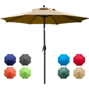 imageSunnyglade 9Ft Patio Umbrella Outdoor Table Umbrella with 8 Sturdy Ribs Grass GreenTan