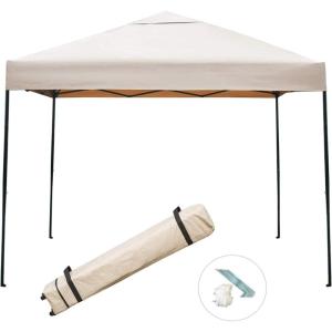image:imageSunnyglade 10x10 Popup Canopy Tent Commercial Instant Tents Market Stall Portable Shade Instant Folding Canopy with Roller Bag TanTan